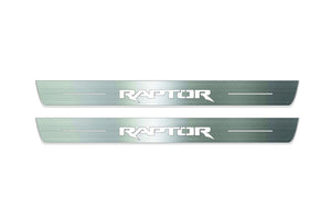 LED door sill plates stainless steel Ford Ranger IV 2018+ with Raptor logo