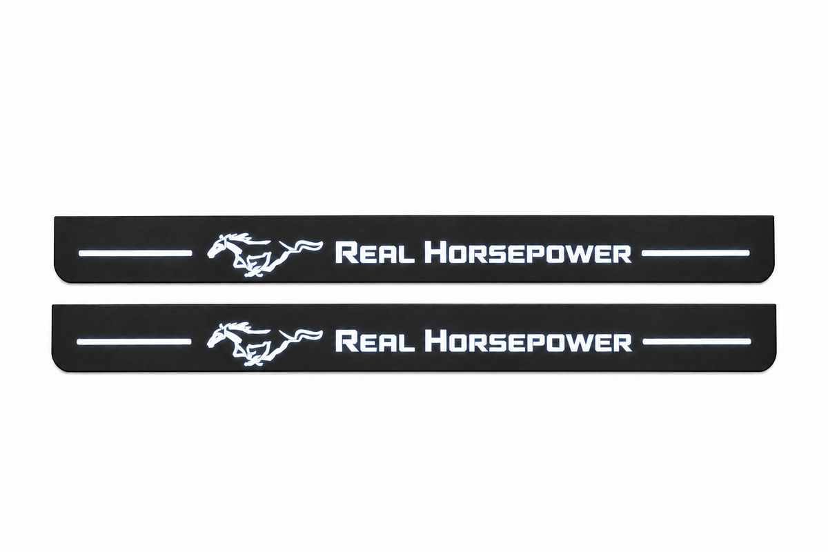Real Horsepower and running pony, white LED design preview, black Matte PRO