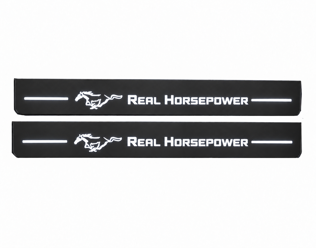 Real Horsepower and running pony, white LED design preview, black Matte PRO