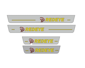 Illuminated LED Door Sill Tread Plates Dodge Charger 2011-2023 With REDEYE Logo (Type 2) Dodge Led Door Sills opdesign
