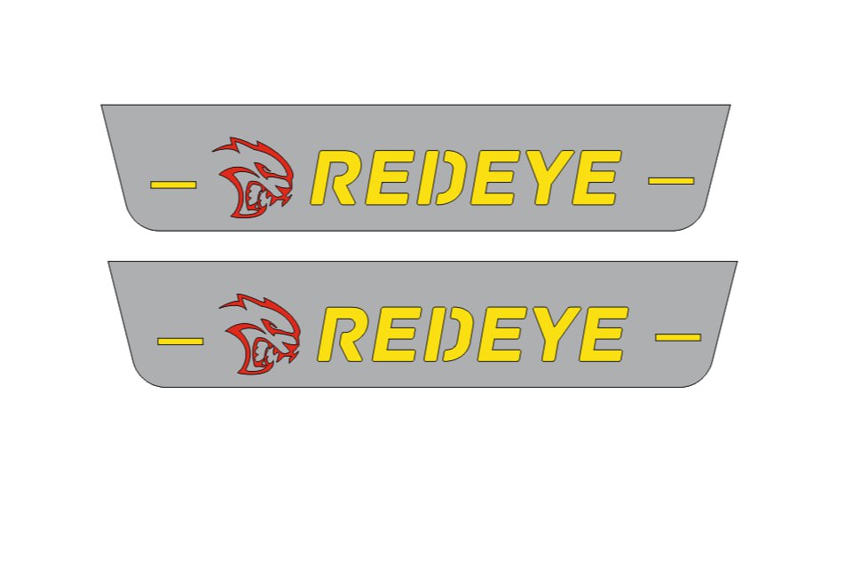 stainless steel LED door sill plates with Dodge Charger LD 2023+ with REDEYE logo
