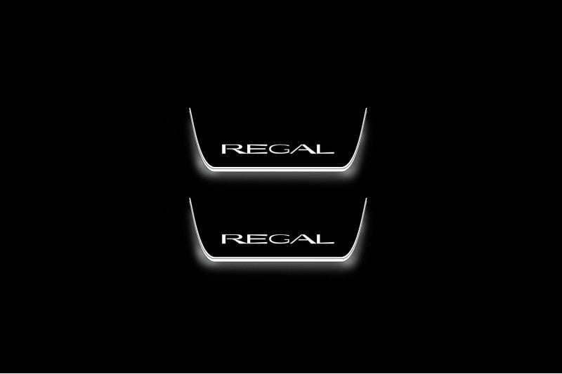 LED door sill plates Buick Regal VI 2017+ in stainless steel with Regal logo