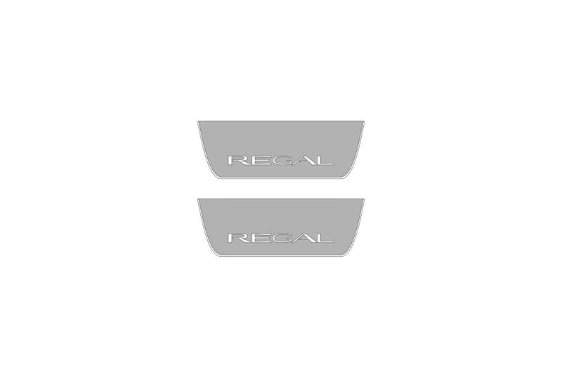 Illuminated LED Door Sill Tread Plates Buick Regal VI 2017+ With Regal Logo Buick Led Door Sills opdesign