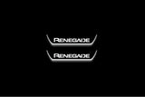 Jeep Renegade 2014+ illuminated entry guards in stainless steel with Renegade logo