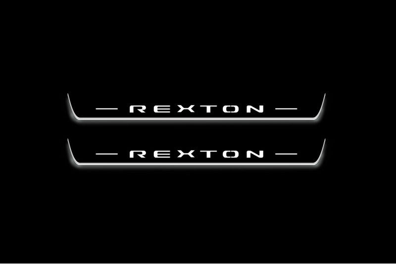 stainless steel door sill plates for SsangYong Rexton III 2017+ with Rexton logo