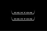 SsangYong Rexton III 2017+ entry guards in stainless steel with Rexton logo