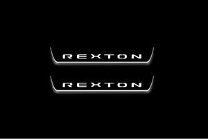 SsangYong Rexton III 2017+ LED Door Sills Illuminated Scuff Rexton Logo Stainless Steel Entry Guards 