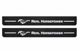 Real Horsepower and Pony Matte PRO black front pair, white LED artwork, unlit physical edges — visualization