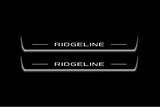 Honda Ridgeline II 2017+ illuminated entry guards in stainless steel with Ridgeline logo