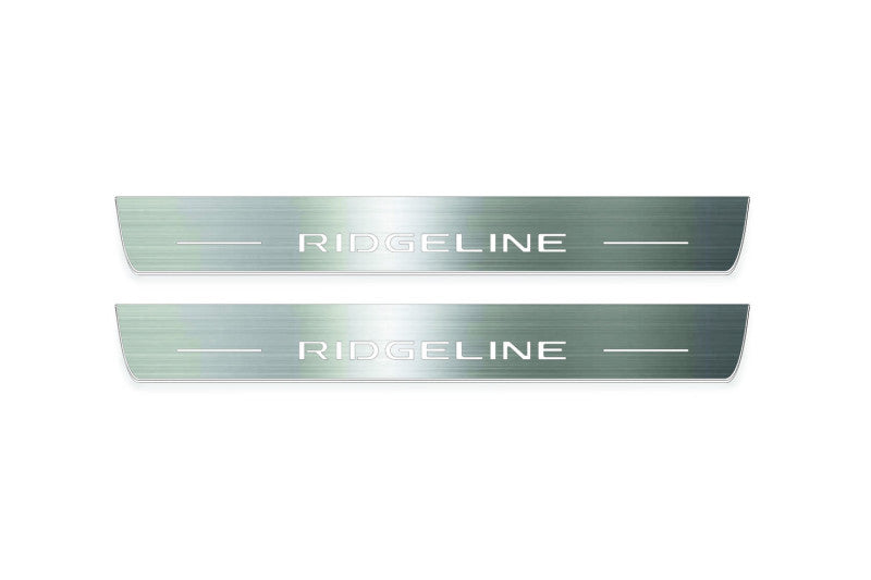 LED door sill plates for Honda Ridgeline II 2017+ stainless steel with Ridgeline logo