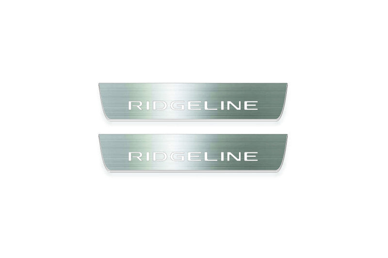 Honda Ridgeline II 2017+ stainless steel illuminated entry guards with Ridgeline logo