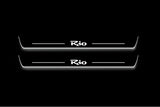 KIA Rio II 2005+ stainless steel LED door sill plates with Rio logo