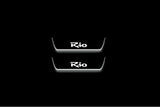 stainless steel LED door sill plates with KIA Rio II 2005+ with Rio logo