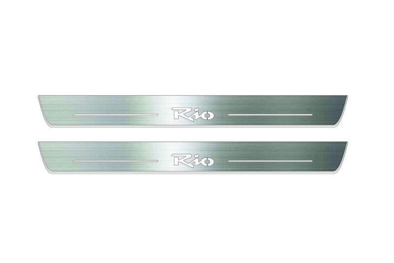 stainless steel door sill plates for KIA Rio II 2005+ with Rio logo