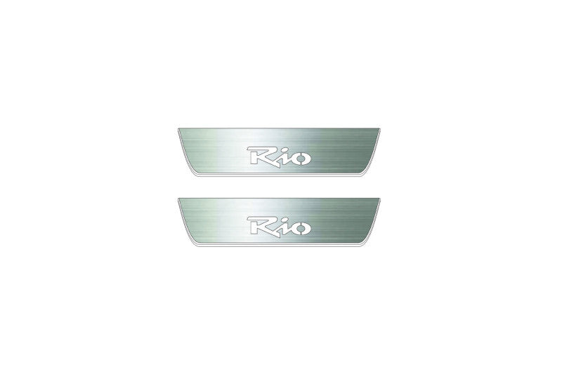 LED door sill plates KIA Rio II 2005+ stainless steel with Rio logo