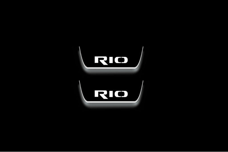 KIA Rio IV 2018+ LED door sill plates stainless steel with Rio logo