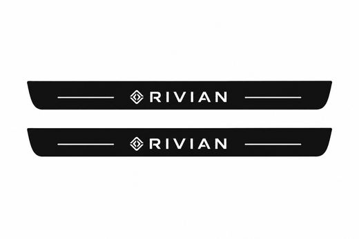 Rivian R1T 2021–Present — Matte PRO LED Door Sills — Rivian Logo