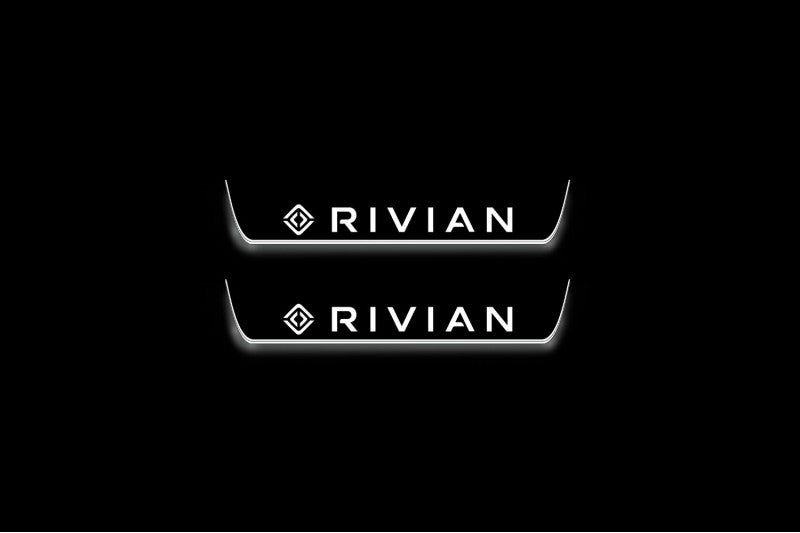 Rivian R1S 2022+ Stainless Steel LED Door Sills – Rivian (type 2) Logo