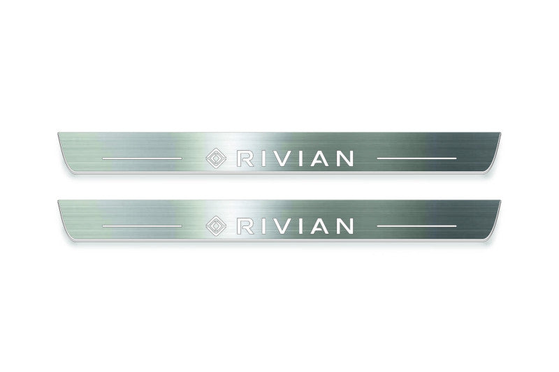 Rivian R1S 2022+ Stainless Steel LED Door Sills – Rivian (type 2) Logo