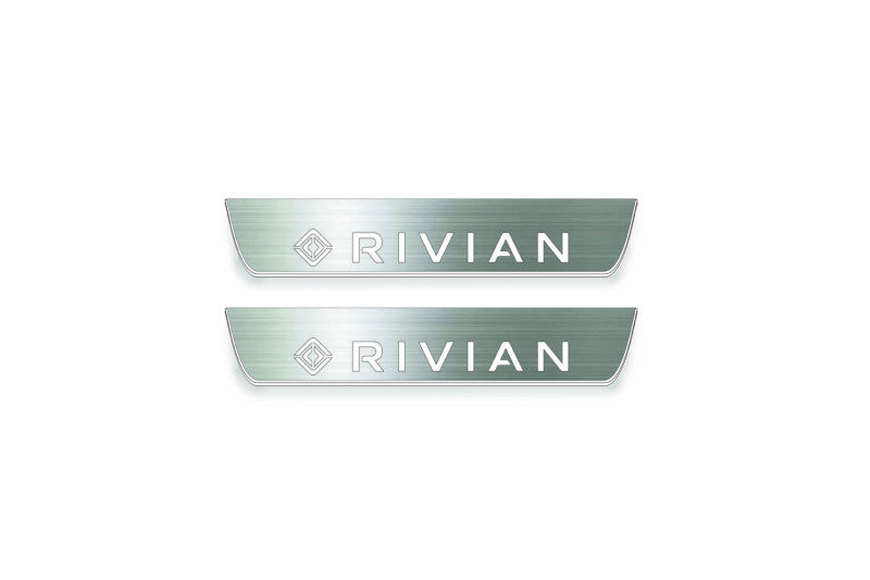 Rivian R1T 2021+ Stainless Steel LED Door Sills – Rivian (type 2) Logo
