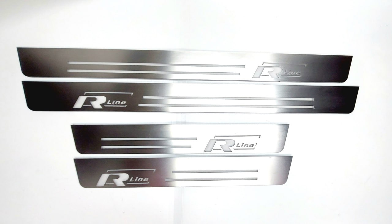 Volkswagen Passat B8 2015+ stainless steel LED door sill plates with R-Line logo