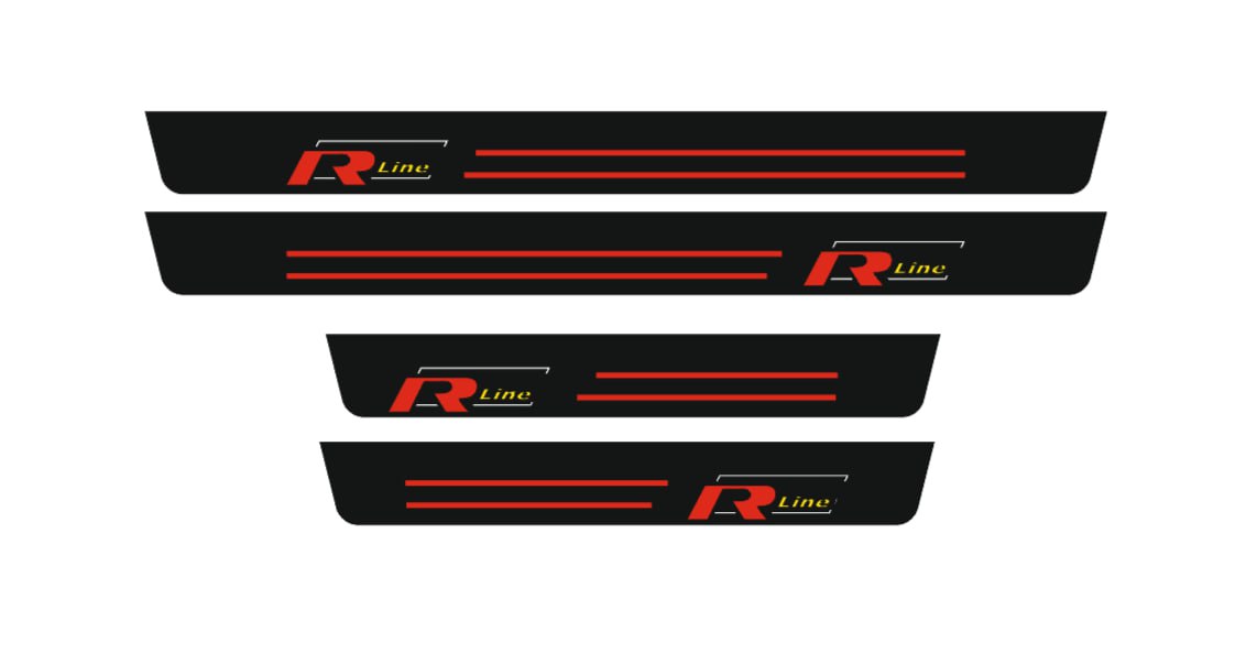 Volkswagen Passat B6 2005+ entry guards in stainless steel with R-Line logo