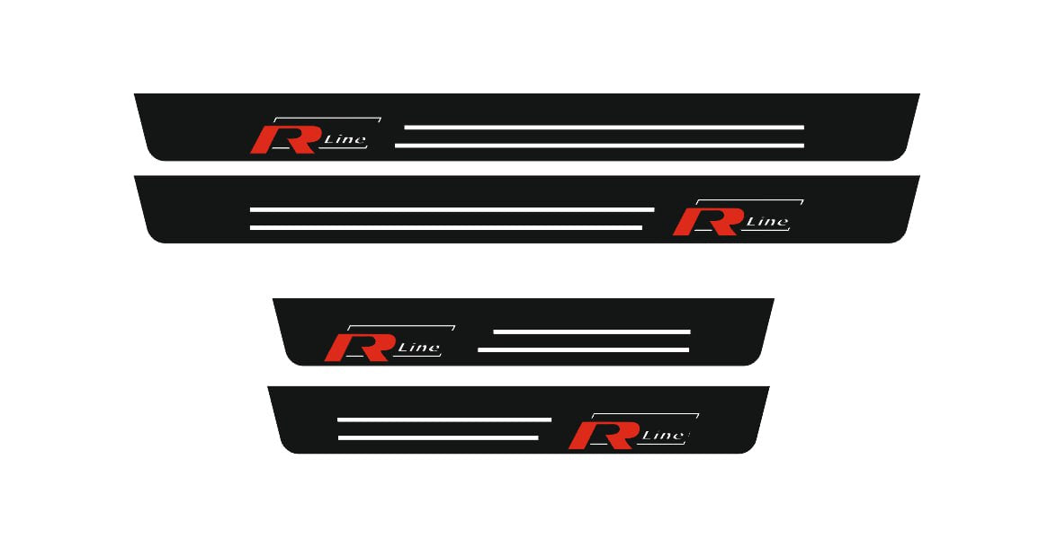 stainless steel LED door sill plates with Volkswagen Passat B6 2005+ with R-Line logo
