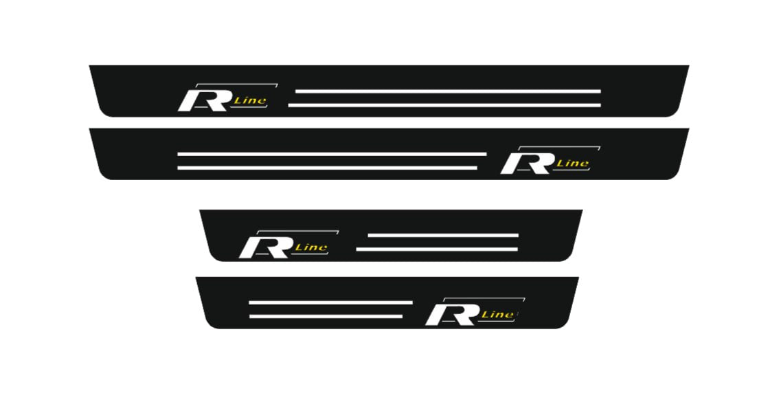 Volkswagen Passat B6 2005+ stainless steel LED door sill plates with R-Line logo
