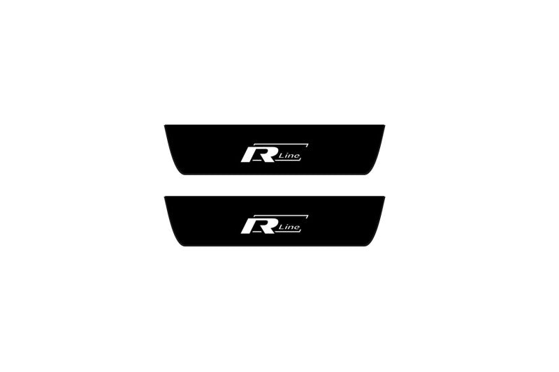 Volkswagen Touareg II 2010-2018 Illuminated Matte Sill Plates with logo R-Line Volkswagen Led Door Sills PRO opdesign