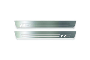 Volkswagen Touareg II Stainless Steel LED Door Sills – R-Line Logo