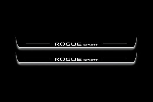 Nissan Rogue Sport J11 2016–2022 — Stainless LED Door Sills — Rogue Sport Logo
