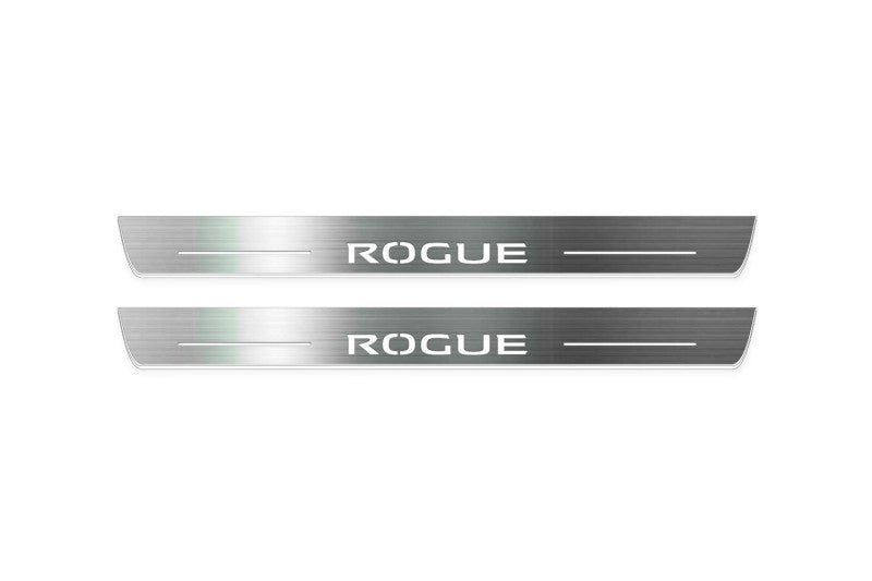 Nissan Rogue III T33 2021+ LED door sill plates stainless steel with Rogue logo