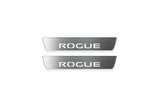 Nissan Rogue III T33 2021+ door sill plates in stainless steel with Rogue logo