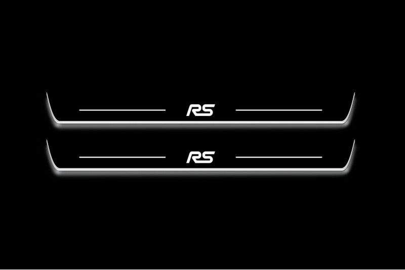 Ford Focus IV 2018+ illuminated entry guards in stainless steel with RS logo
