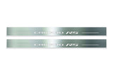 Chevrolet Camaro VI 2016+ LED door sill plates in stainless steel with Camaro RS logo