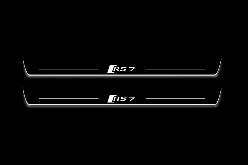 Audi A7 C7 2010+ LED door sill plates in stainless steel with RS7 logo