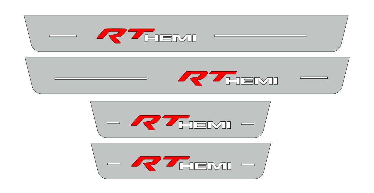 Dodge Charger LD 2011+ LED door sill plates in stainless steel with RT HEMI logo