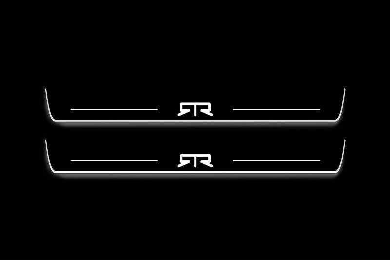 LED door sill plates Ford Mustang VI S550 2015+ in stainless steel with RTR logo