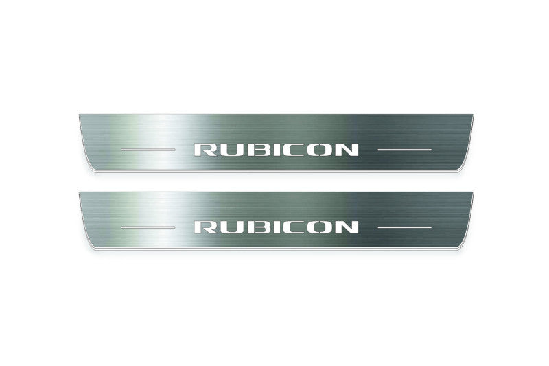 Jeep Wrangler JL 2018+ Stainless Steel LED Door Sills – Rubicon Logo