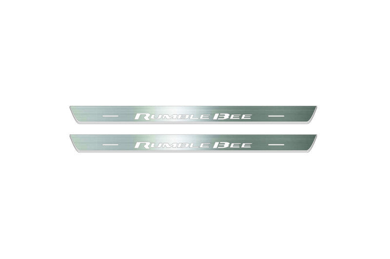 stainless steel LED door sill plates with RAM 1500 V 2019+ with Rumble Bee logo