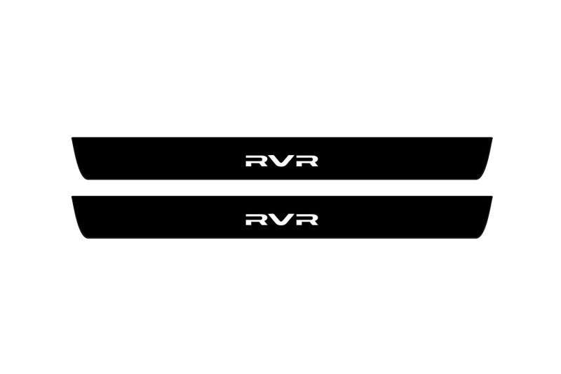 stainless steel illuminated door sill protectors for Mitsubishi RVR III 2010+ with RVR logo