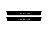 Lexus RZ 2022+ stainless steel illuminated door sill protectors with Lexus logo