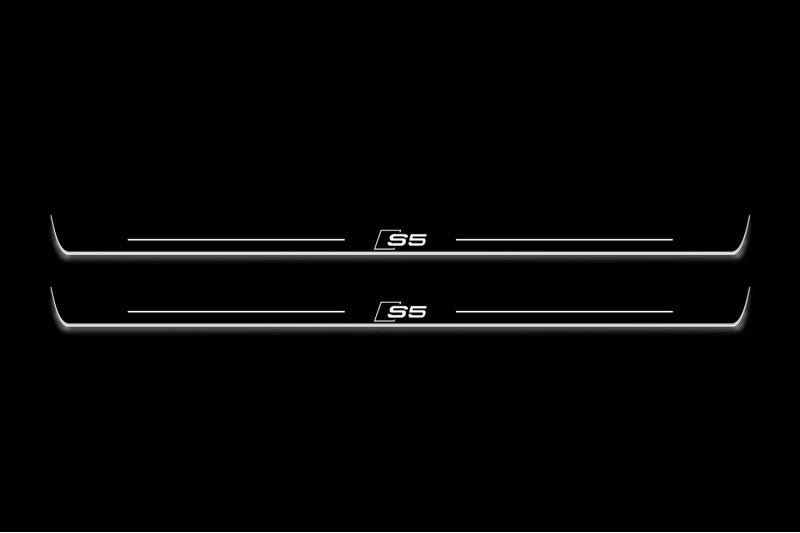 Audi A5 I 2007+ door sill plates in stainless steel with S5 logo