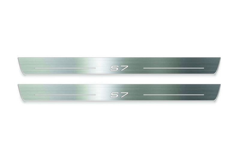 Audi A7 C7 2010+ LED door sill plates stainless steel with S7 logo