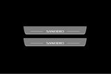 LED door sill plates stainless steel Dacia Sandero II 2013+ with Sandero logo