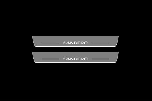 Dacia Sandero B8 2012–2020 — Stainless Steel LED Door Sills — Sandero Logo