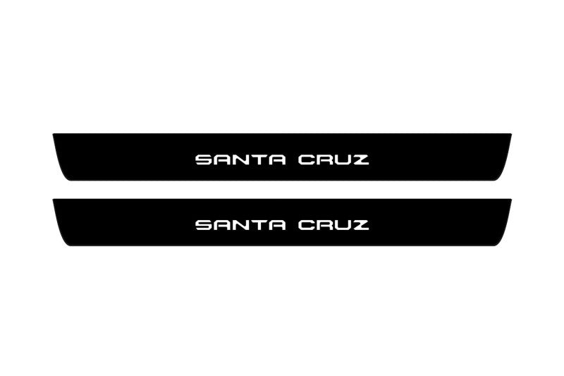illuminated door sill protectors Hyundai Santa Cruz NX4 2021+ stainless steel with Cruz logo