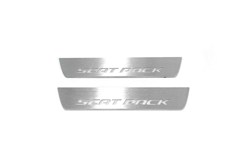 Dodge Charger LD 2011+ stainless steel LED door sill plates with SCAT PACK logo