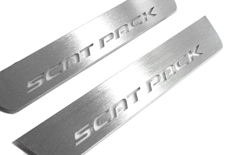 Dodge Charger LD 2011+ stainless steel LED door sill plates with SCAT PACK logo