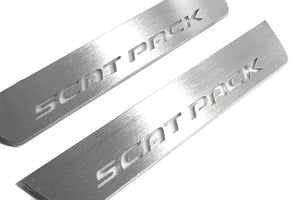Dodge Charger LD 2011+ stainless steel LED door sill plates with SCAT PACK logo